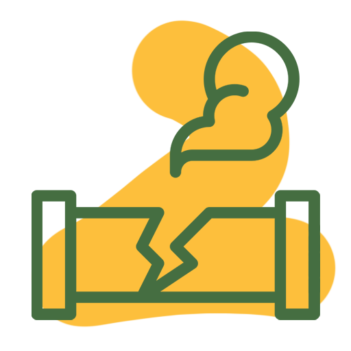 icono tubería rota fuga gas